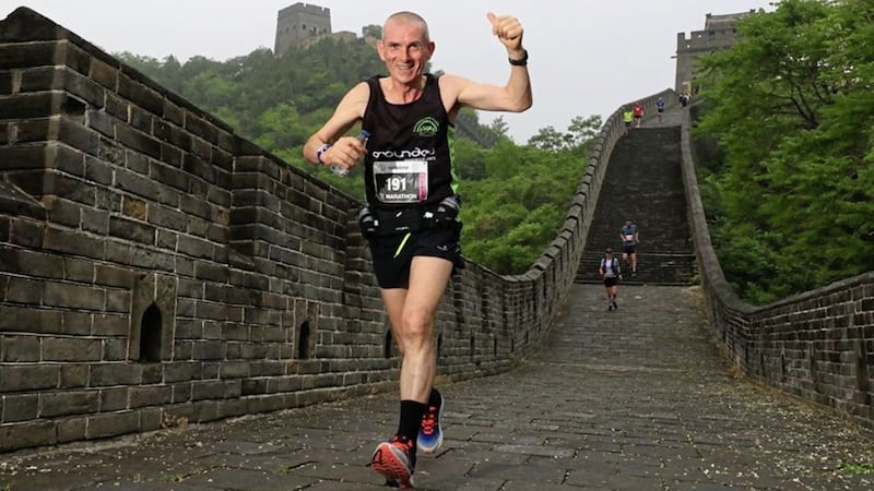 Hugh Morgan running the Great Wall of China Marathon 