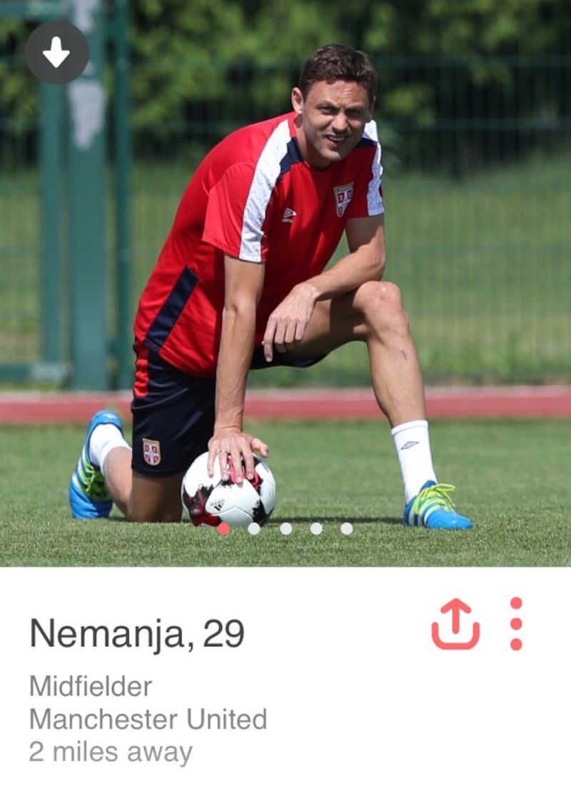 A fake Tinder bio for Nemanja Matic