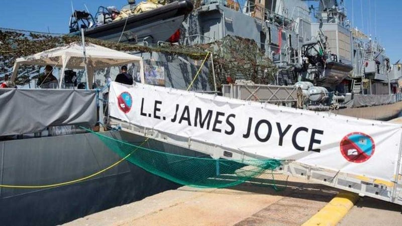 The L&Eacute; James Joyce rescued more than 400 migrants from boats off the coast of Libya. Picture from RTE 