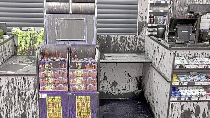 The aftermath of the first attack on the Spar store last Thursday 
