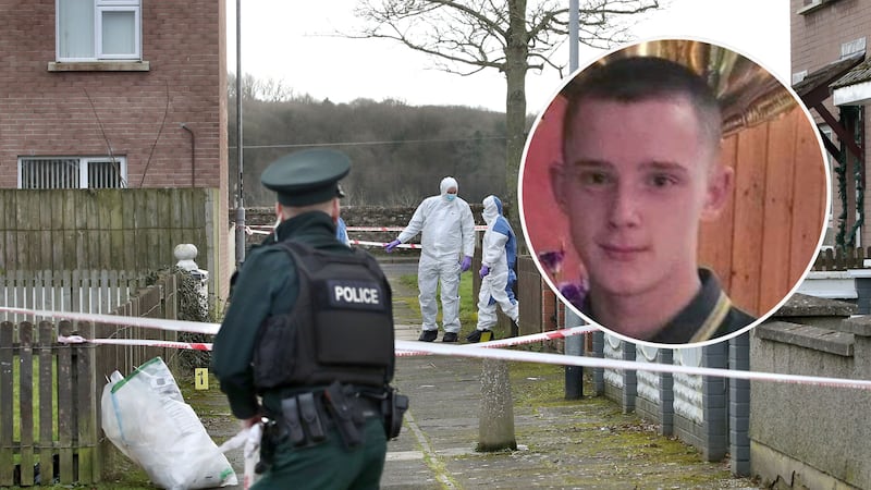 The scene in Limavady. Police have named the victim as 17-year-old Blake Newland (inset) from the Limavady area.