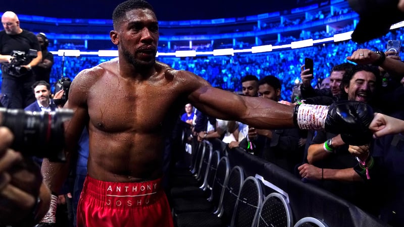 Not for the first time, Anthony Joshua looked lost when he left the ring after Saturday's knockout victory over Robert Helenius. Picture by PA