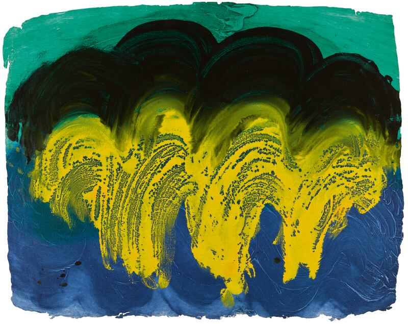 Howard Hodgkin, Indian Waves No. 32, hand painted gouache on intaglio-impressed Khadi paper (Sotheby's)