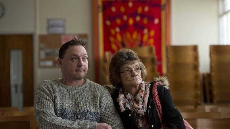 Gary Murray with his mother Gina, mother of Shankill bombing victim Leanne Murray. Picture by Mark Marlow 