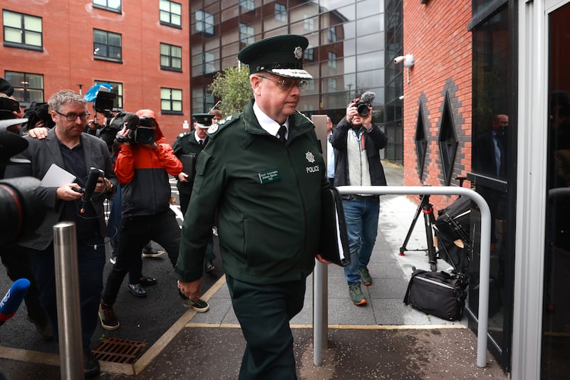 Simon Byrne arriving at James House in Belfast for a meeting of the Policing Board (Liam McBurney/PA)