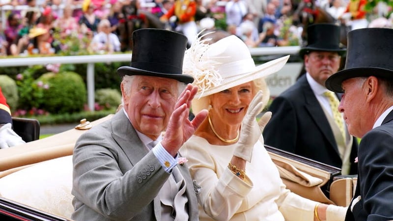 The King and Queen arrive by carriage for day five of Royal Ascot (Jonathan Brady/PA)