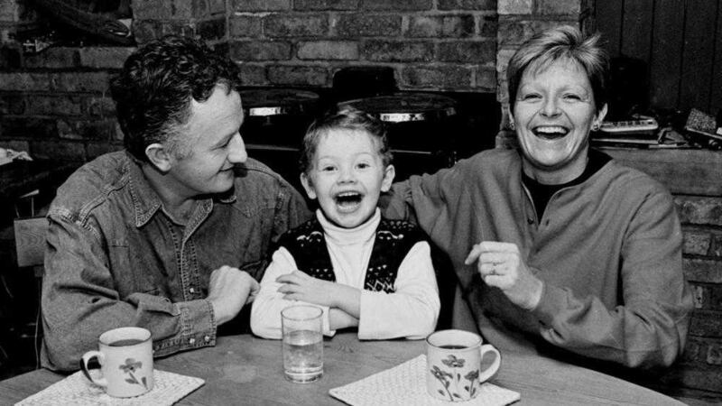 Veronica Guerin pictured with her husband Graham and son Cathal at home. Picture by Dara Mac Donaill, Sunday Independent