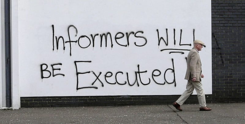 Pro-New IRA slogans were painted on walls at Central Drive in Creggan. Picture by Margaret McLaughlin 