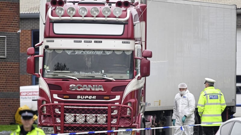 The bodies of 39 Vietnamese migrants were found in the back of a refrigerated lorry at an industrial estate in Essex. Picture by Stefan Rousseau, Press Association