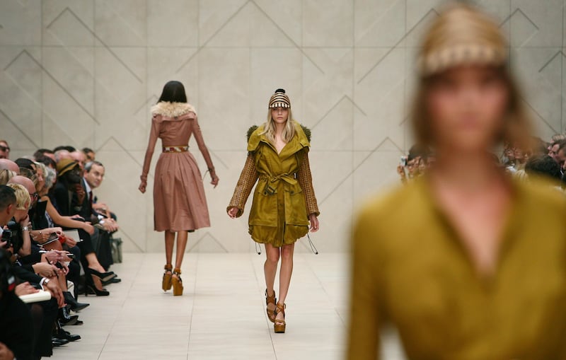 Models on the catwalk during the Burberry spring/summer 2012 show 