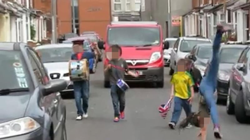 Footage posted on Facebook shows children apparently parading through east Belfast last weekend 