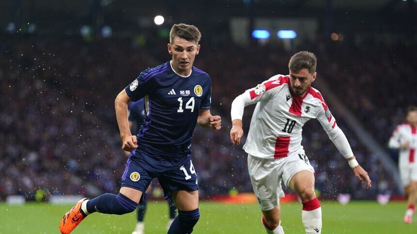 Billy Gilmour (left) won the official man-of-the-match award against Georgia (Andrew Milligan/PA)