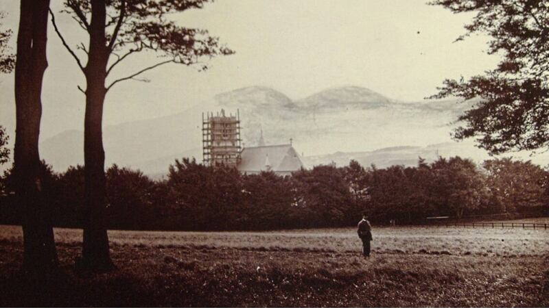 St Malachy&#39;s Church, Castlewellan, pictured under construction in the early 1880s. Picture from History of Kilmeagan and Surrounding Area 