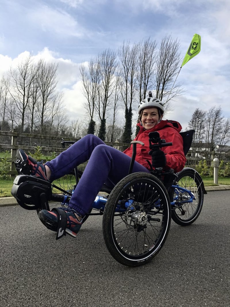 Clodagh Dunlop in her specially adapted trike, which she hopes to cycle the 97.5 mile route around Lough Neagh this August in the Lap of the Lough event 