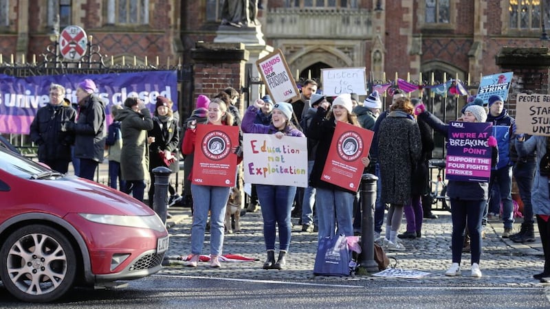 Staff took to the picket lines in November and Decemeber. Picture by Hugh Russell 