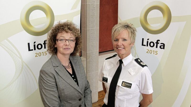 The L&iacute;ofa bursary scheme was set up by former Culture, Arts and Leisure Minister Car&aacute;l N&iacute; Chuil&iacute;n, pictured with former Assistant Chief Constable Judith Gillespie. Picture by Brian Thompson/Presseye.com 