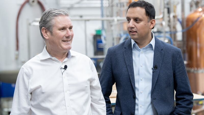 The party leaders Sir Keir Starmer and Anas Sarwar visited a distillery in Edinburgh on Monday (Lesley Martin/PA)