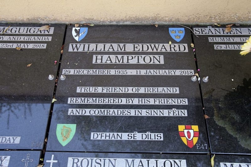 Billy Hampton&#39;s memorial in Hannahstown Cemetery. Picture by Mal McCann 