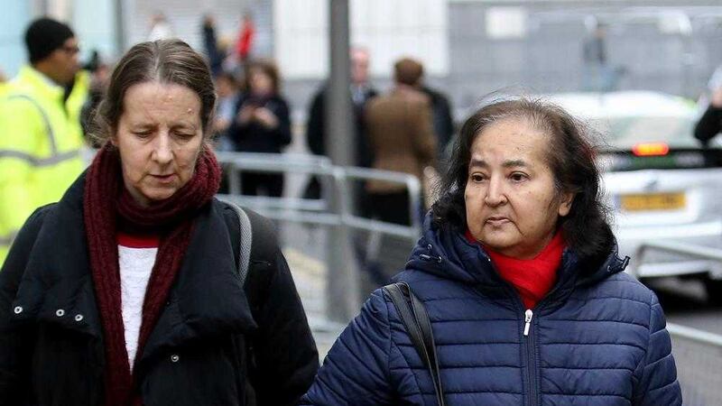 Belfast-born Josephine Herivel (left) and Chandra Balakrishnan, the wife of Aravindan Balakrishnan, attend his trial in London. Picture by Steve Parsons/PA Wire              