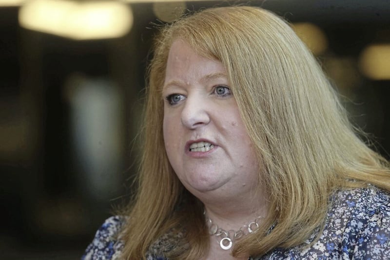 Naomi Long, Alliance talks to the press yesterday aftermeeting with Taoiseach Miche&Atilde;�&Acirc;&iexcl;l Martin, TD, Picture by Hugh Russell. 