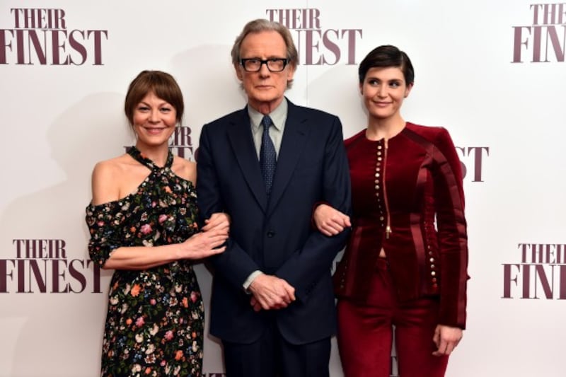 Helen (left) launches Their Finest with cast members Bill Nighy and Gemma Arterton.