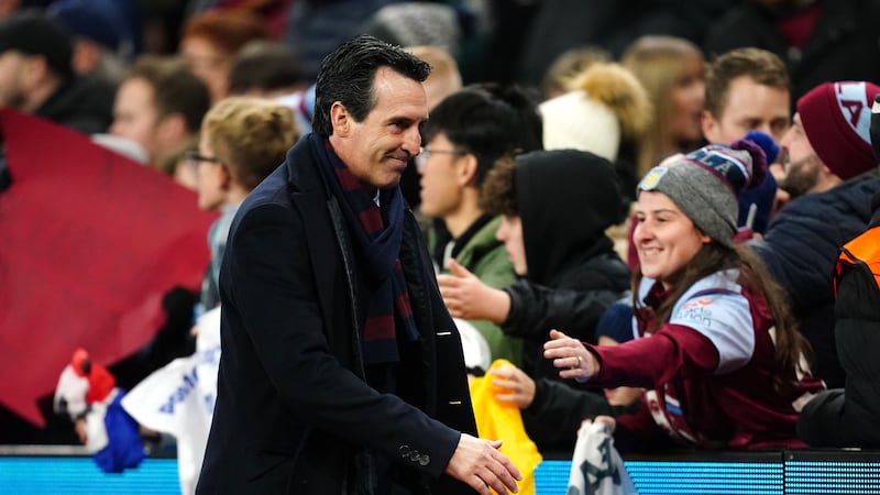 Aston Villa manager Unai Emery walks off after the UEFA Europa Conference League Group E match at Villa Park, Birmingham. Picture date: Thursday November 9, 2023.