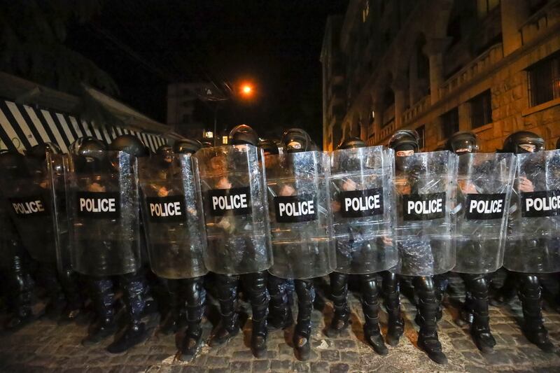 Riot police in Tbilisi (Zurab Tsertsvadze/AP)