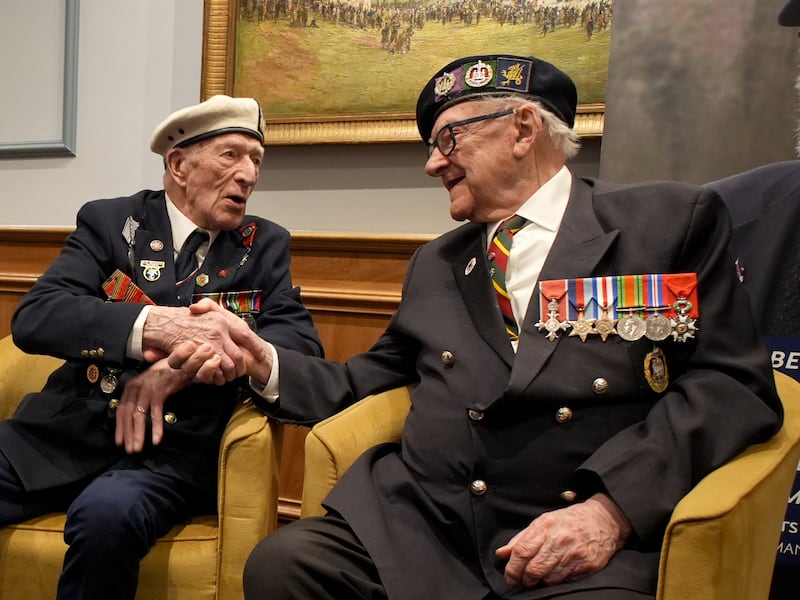 D-Day veterans Alec Penstone, 98, and Ken Hay, 98, told the students about their experiences