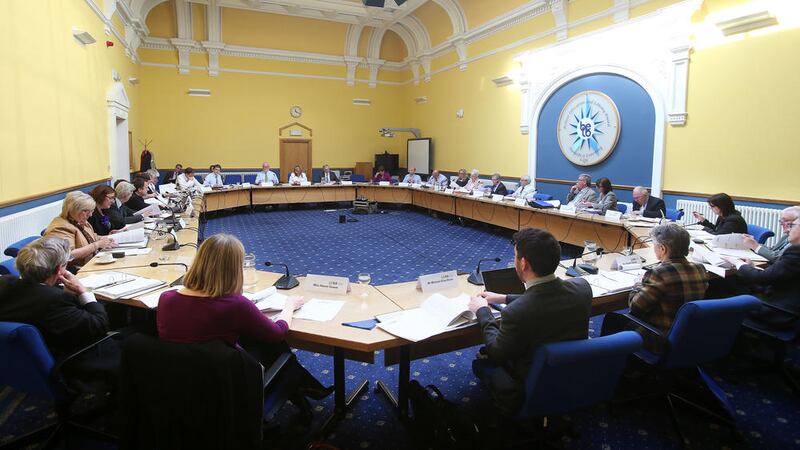 The first sitting of the Education Authority in Belfast yesterday Picture Mal McCann. 