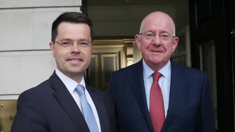 Foreign Affairs Minister Charlie Flanagan meeting Secretary of State James Brokenshire at Iveagh Hose in Dublin. Picture by Brian Lawless, Press Association