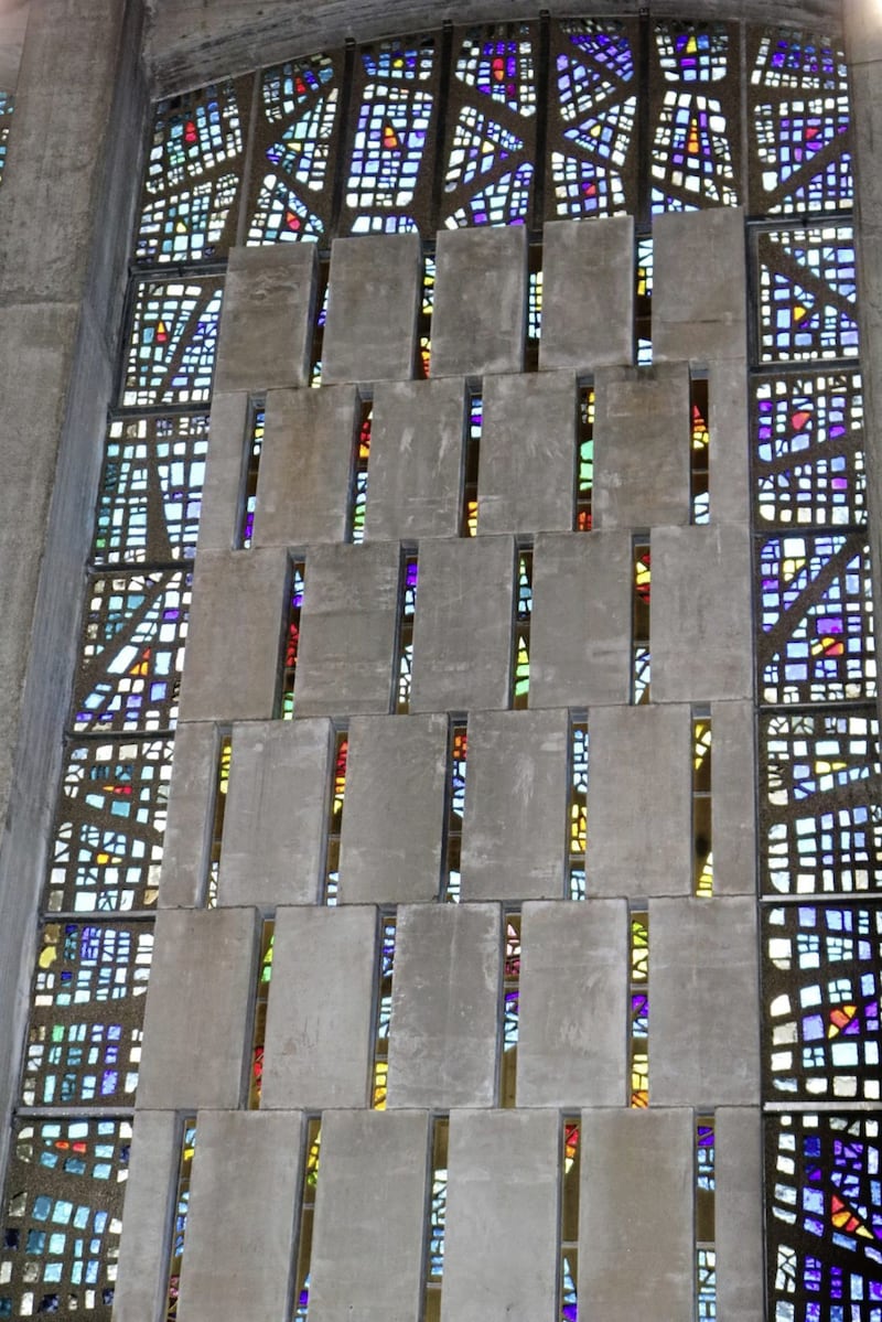 St Bernadette&#39;s stained glass windows are particularly striking, using the method of dalle de verre or slabs of glass. Picture by Michael Goodall 