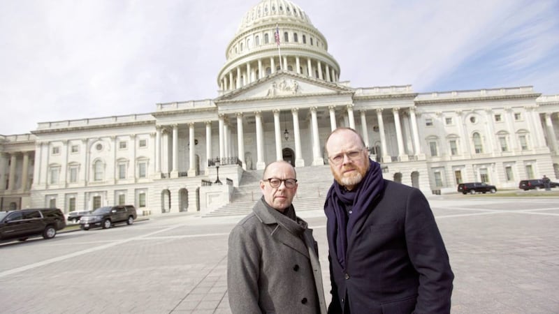 Journalists Barry McCaffrey and Trevor Birney in Washington. Picture by Jordan Silverman Photography 