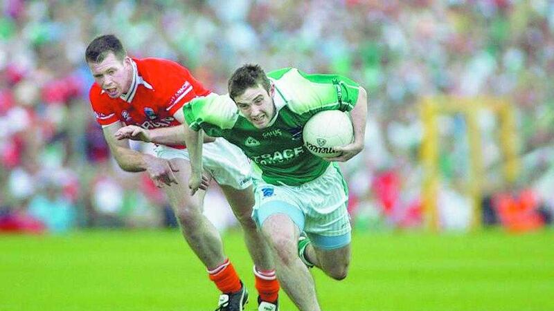 Armagh's Ciaran McKeever closes in on Fermanagh's Colm Bradley during the Ulster Championship semi-final in 2006. Pic Ann McManus&nbsp;