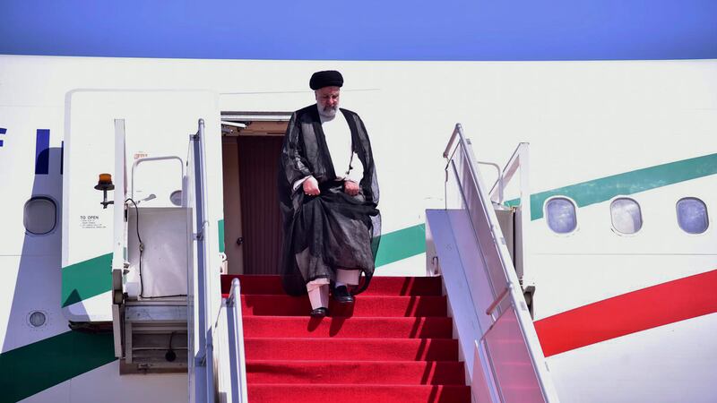 Iranian President Ebrahim Raisi has arrived for a three-day visit (Ministry of Foreign Affairs via AP)