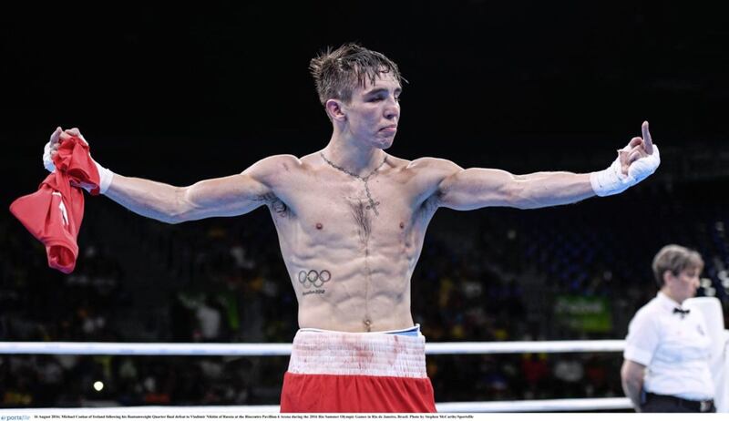 Michael Conlan salute the ringside judges in Rio after his hugely-controversial quarter-final exit to Russia's Vladimir Nikitin. Picture by Sportsfile