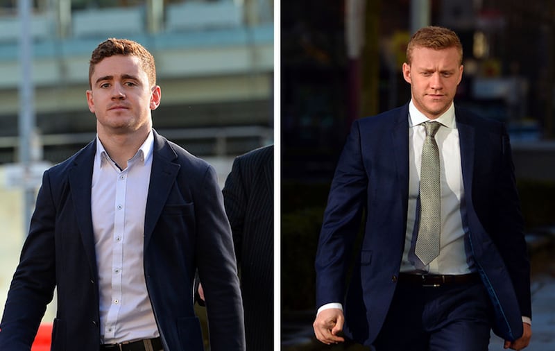 &nbsp;Paddy Jackson (left) and Stuart Olding arrive at court for an earlier hearing