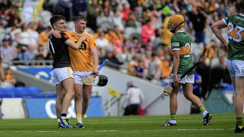 Dunloy club-mates Ryan Elliott and Keelan Molloy are among the Antrim players in the mix for Irish News Allstar awards. Picture by Seamus Loughran 