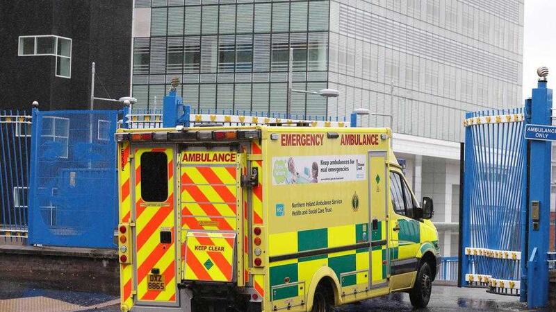 An ambulance arrives at the Royal Victoria Hospital in Belfast. Picture Mal McCann