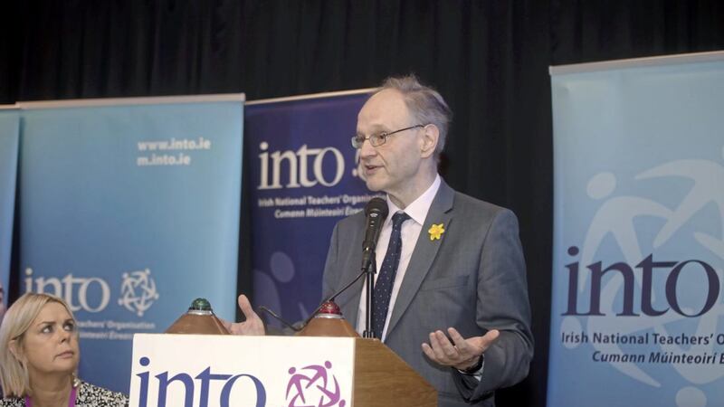Education minister Peter Weir speaking at INTO northern conference 2020 