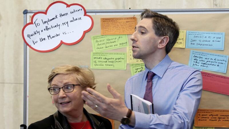 Minister for Health Simon Harris and Frances Fitzgerald attend the publication of a report on strengthening care for sexual assault victims and the announcement of additional funding for sexual assault treatment units, at the Department of Health in Dublin Picture by Brian Lawless/PA 