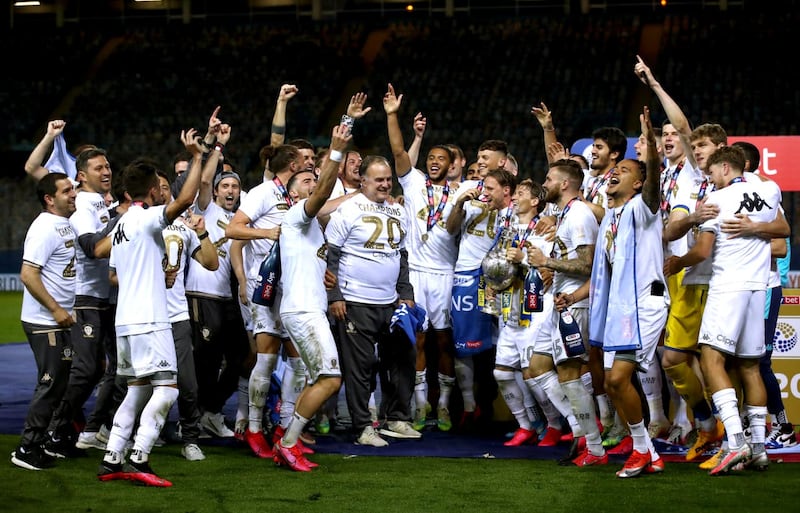Leeds ended their 16-year Premier League exile under former head coach Marcelo Bielsa, centre, in 2020 