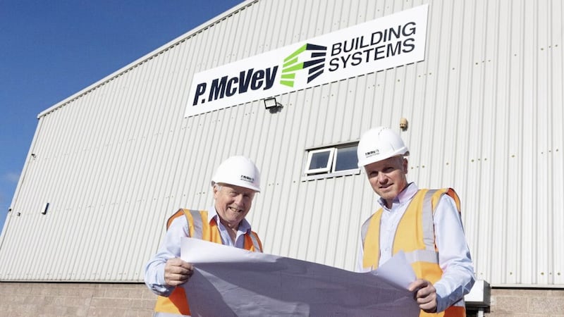 P McVey Building Systems&#39; founder and managing director Pat McVey with operations director Adrian McVey 