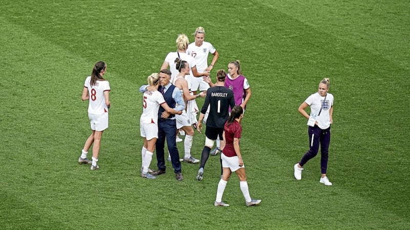 England coach Phil Neville and players show their dismay at the final whistle in Saturday&#39;s Women&#39;s World Cup third place play-off at the Stade de Nice Picture by PA 