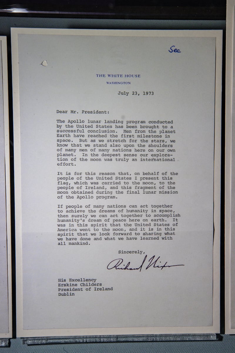 A letter to Irish president Erskine Childers from US president Richard Nixon