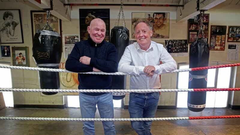 Hugh Russell and Davy Larmour went to war twice in the space of five months between autumn 1982/spring 1983, in fights that helped reignite a Belfast boxing scene that had struggled since Freddie Gilroy and John Caldwell went toe-to-toe in 1962. Picture by Mal McCann 