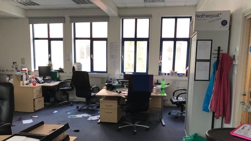 &nbsp;The Rainbow Project office after the break in. Picture from @TRPNI on Twitter