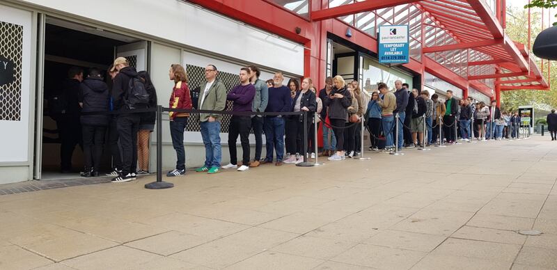 Arctic Monkeys line up to buy the bands new album in Sheffield. 