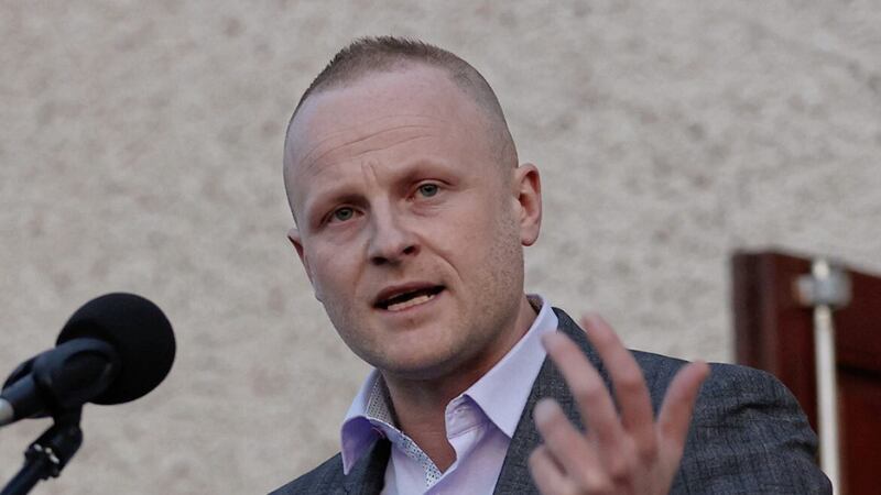 Jamie Bryson posted updates on social media from the private DUP meeting