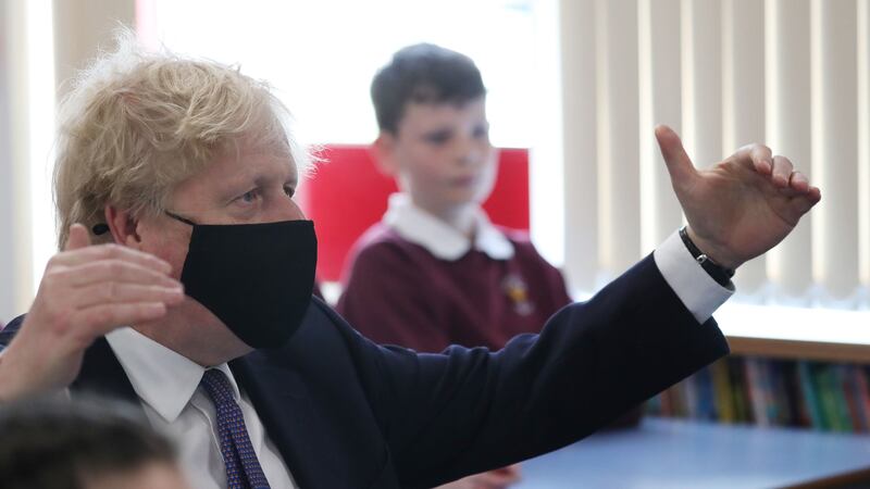 Boris Johnson was speaking in a live-link with year six pupils at Cleves Cross Primary in Ferryhill, County Durham.