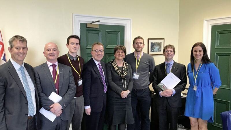 Delegations from the DUP and Conradh na Gaeilge met at Stormont on Thursday. Picture from Twitter/Conradh na Gaeilge  